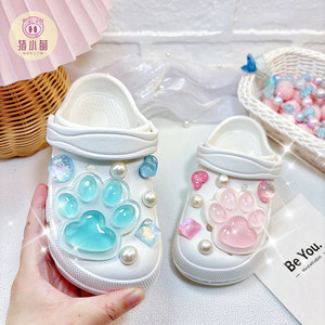
Cat claw hole shoes for girls white integrated slippers for children swimming, anti-slip soft sole, fashionable and wet in summer