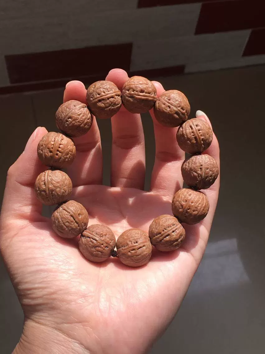 1.65姜黄皮小肉球小元宝手感超好小核桃手串文玩核桃秋子山核桃串-Taobao