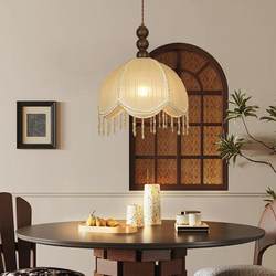 French-Style Medieval Bedroom Chandelier, Retro Tassel Fabric, Warm and Artistic Living Room, Bar Counter, Cloakroom, Guesthouse, Restaurant Lamp