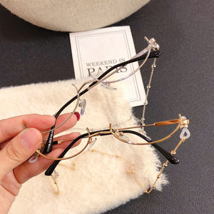 Glasses frameless lens net red glasses INS half -frame decorative shelter chain concave glasses two -dimensional soft girl
