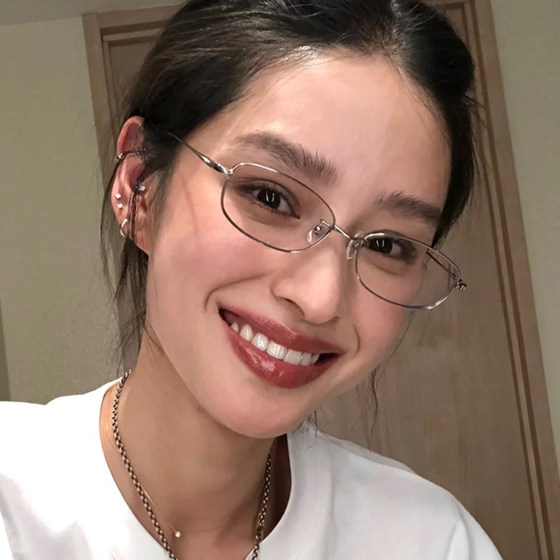 
Korean style square royal sister gold wire glasses women's high-end small frame small face pure desire anti-blue glasses frame myopia