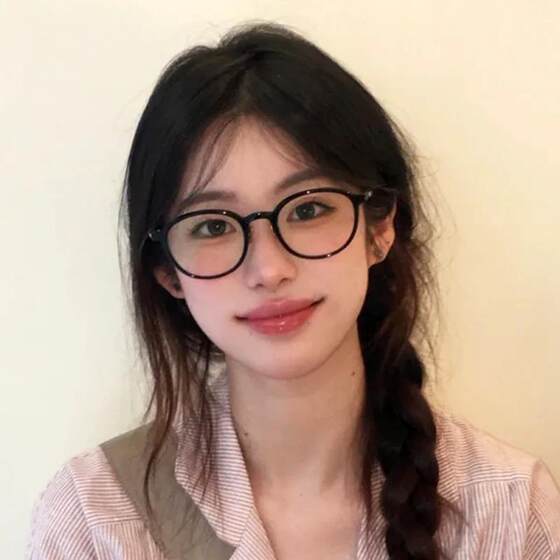 Retro ultra-light black non-face glasses for women with round face, high-end slimness, anti-blue light round frame, eye frame without lenses