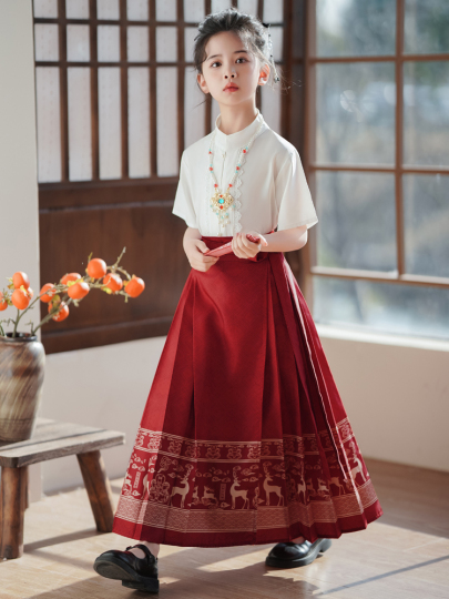 Kanoyixinlai 女の子 中国風 漢服 馬面スカート - 春/夏 伝統衣装