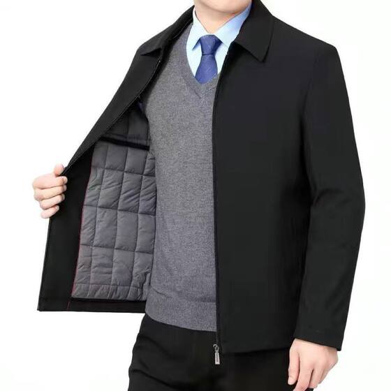 
Dad's winter jacket plus velvet thickened warm season cotton jacket middle-aged and elderly men's down cotton jacket grandpa's cotton jacket
