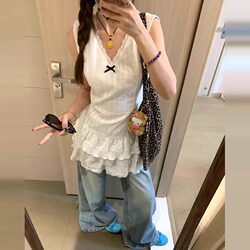 Spring Outfit White Camisole Dress for Women Summer 2026 New French Style Petite Tiered Short Dress