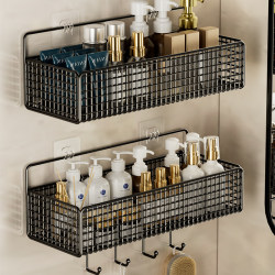 Bathroom Storage Rack, Toilet Washroom Organizer Shelf, Wall-Mounted, No-Drill Wall-Mounted Type