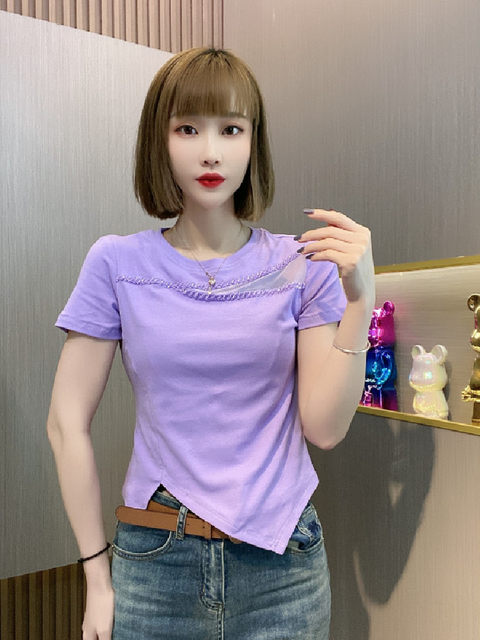 2025 women's clothing short-sleeved set, high-end printing temperament versatile T-shirt, top drape skirt, two-piece set