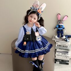 Girls' Bunny Police Officer Costume Spring Princess Dress 2026 New Style Girl Lolita Children's Spring and Autumn Dress