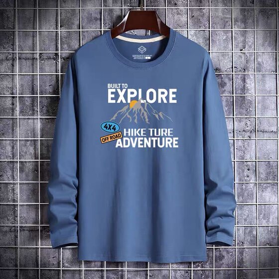 
Men's long-sleeved T-shirt trendy loose large-size T-shirt round neck top casual base shirt men's trendy