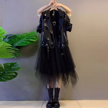 Fat Sister 2021 Autumn and Winter New PU Leather Jacket