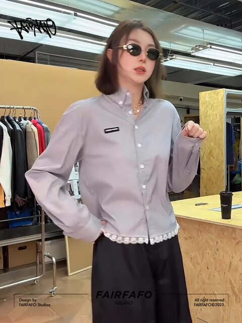 Lin Rou Rou Lin Rou Rou Striped Long Sleeve Top Women's Spring 2025 New Style LG5ZA0360