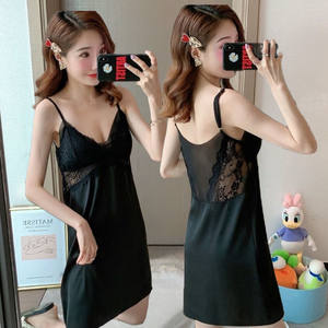 The new summer sexy pajamas lady Ice silk suspender nighttime shelter silk home service girlfriends student Korean version with chest pad