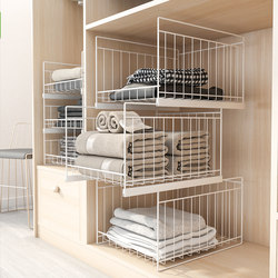 Wardrobe Storage Layering Organizer, Cabinet Interior Transformation Pull-Out Basket, Drawer-Type No-Drill Clothing Partition Shelf, Pull-Out Rack