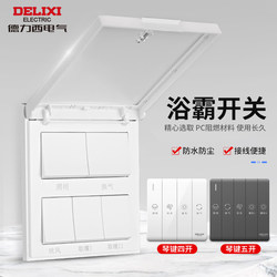 Delixi Bathroom Heater Switch Panel Flip Cover Waterproof Bathroom Air Heating Exhaust Lighting Linkage Five-In-One