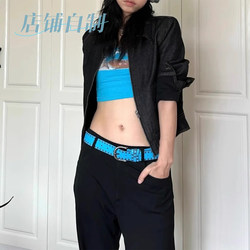 Rivet Blue Niche Belt for Women, Paired with Jeans, Fashionable and Versatile, Light Luxury Decorative Belt with a High-End Feel