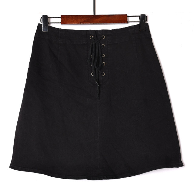 Strap skirt for summer new Korean version of fashionable high-waisted slim A-line skirt fashionable versatile solid color zipper skirt
