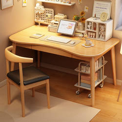 Solid Wood Desk, Computer Desk, Bedroom Small Apartment Home Office Desk, Primary and Secondary School Student Bedroom Writing and Study Desk
