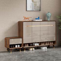 Wangkabe Solid Wood Shoe Cabinet for Home Use, Integrated Wall-Mounted Storage Cabinet with Large Capacity for Entryway and Hallway