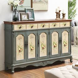 Wangkabe American-Style Shoe Cabinet for Home Entrance, Large Capacity Entryway Cabinet, European-Style Solid Wood Sideboard, Storage Cabinet with Paintwork