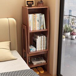 Yangman Solid Wood Bedside Table with Integrated Bookshelf, Small Elevated Storage Bookcase for Home Use, Creative Bedside Cabinet for Bedroom