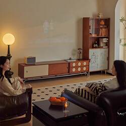 Yangman Solid Wood Tv Cabinet for Living Room, Home Use, Floor-Standing Storage Cabinet, Integrated 2025 New Model, Mid-Century Style Tv Cabinet