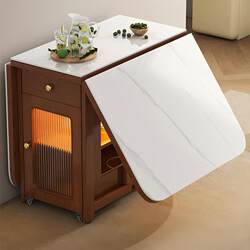 Wangkabe Small-Sized, Space-Saving, Movable Folding Dining Table and Chairs for Home Use, Extendable Dining Table, Solid Wood Table