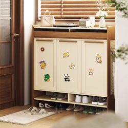 Yangman Solid Wood Shoe Cabinet for Home Entrance, Large Capacity, 2025 New Model, Small Apartment Entryway Partition Cabinet, Foyer Cabinet