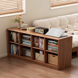 Wangkabe Solid Wood Bookshelf Storage Rack Bookcase Storage Cabinet Integrated Combination Living Room Home Storage Floor-Standing Low Bookcase