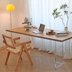 Acrylic Floating Desk, Double Study Desk, Office Computer Desk, Living Room Solid Wood Long Table, Workbench