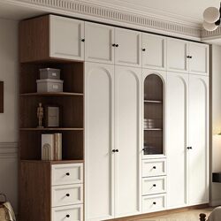 Meng Xiaoxiong French-Style Retro Wardrobe for Home Bedroom, New Model with Integrated Dressing Table, Mid-Century Style Economical Combination Wardrobe