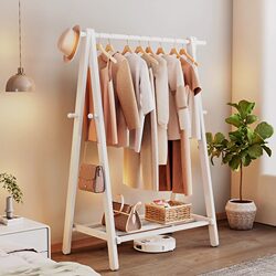 Meng Xiaoxiong Solid Wood Coat Rack Floor-Standing Home Clothes Rack Bedroom Clothes Drying Rack Living Room Indoor Clothes Rack