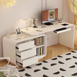 Lian Shi Computer Desk Multifunctional Small Apartment Retractable Office Desk Home Corner Lacquered Writing Desk