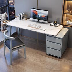 Nanyun Light Luxury Slate Solid Wood Double Desk with Integrated Bookshelf, Desktop Computer Desk, Bedroom Corner Study Desk