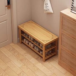 Wangkabe Entrance Door Shoe-Changing Bench, Multi-Layer Shoe Cabinet with Seating for Home Use, Fitting Room Long Bench, Multi-Functional