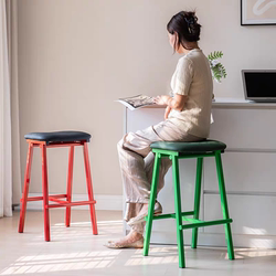 Second-Hand Colorful Woven Leather Bar Chair for Home Dining Bar Counter, High-Legged Bar Chair, Simple Designer Front Desk Chair