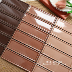 Retro Glossy Stereo Chocolate Small Square Brick Mosaic Bar Counter Bathroom Restaurant Kitchen Long Strip Tiles