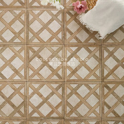 Retro Off-White Dark Patterned Wood Grain Checkered Tiles Floor Tiles Hotel B&B Restaurant Coffee Shop Kitchen Antique-Style Ceramic Tiles