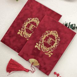 Velvet envelope greeting card gift card logo hot stamping acrylic uv with tassel size high-end customization