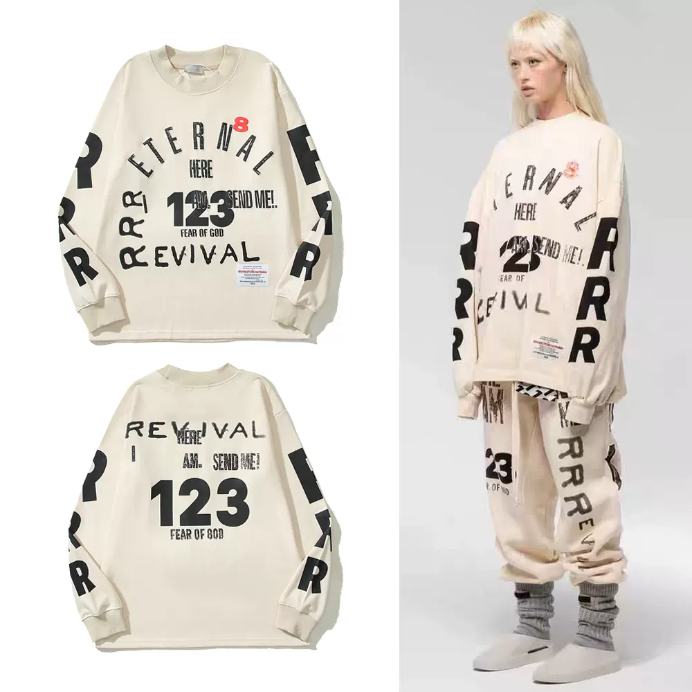 FEAR OF GOD RRR 123联名款字母印花长袖T恤美潮圆领宽松高街Tee