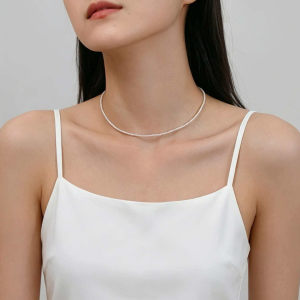 
Natural freshwater special-shaped millet bead thin necklace 2-2.5mm, real pearls, versatile, single wear and stackable, non-fading