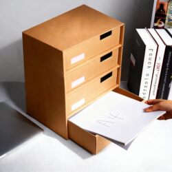 Office Desktop Kraft Paper Storage Box Drawer-Type Organizer Box Student Dormitory File and Book Storage Magic Box
