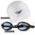 [set 2] imported 2nd generation black swimming goggles + white silicone swimming cap 