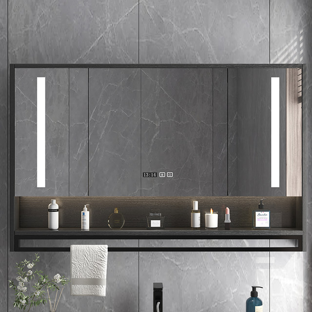 Smart bathroom mirror cabinet wall-mounted with backlight anti-fog ...