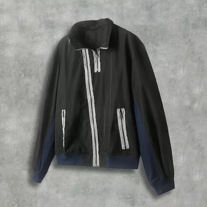 RAF SIMONS 06SS ARCHIVE ASYMMETRICAL 毕业款蓝肋骨斜拉链夹克-Taobao 