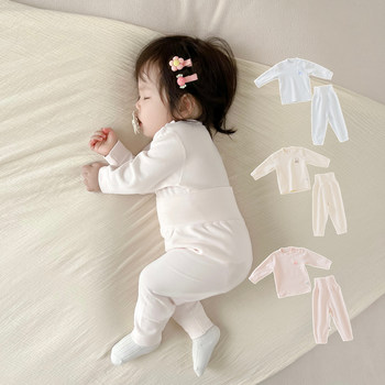 Baby Autumn Clothes Set Autumn and Winter Pure Cotton Class A Split Two-piece Set Male and Female Baby High Waist Belly Protective Autumn Pants Underwear