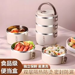 Multi-Layer Lunch Box, Large-Capacity Double-Layer Stainless Steel Lunch Box with Lid, Portable Sealed Lunch Box for Office Workers and Primary School Students