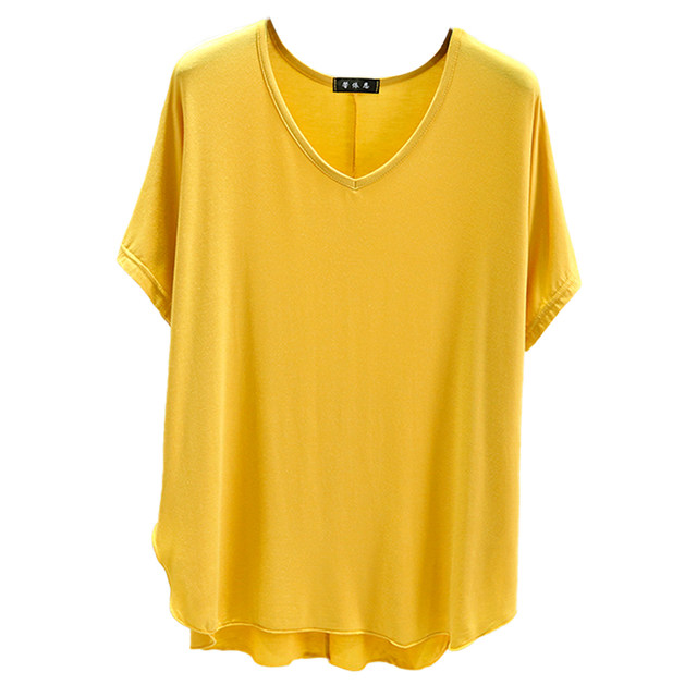 Fashionable all-match thin silk loose V-neck design solid color top