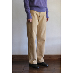 Light Yellow Brown Washed Denim Twist-style Wide-leg Pants Wooden Ship