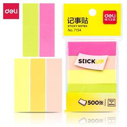 Deli 7154 Colorful Sticky Notes Memo Pads Sticky Notes Convenient Notes Memo Pads Reusable Fluorescent Long Strip 5 Colors