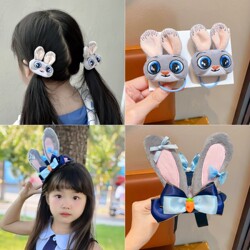 Rabbit Police Officer Judy Headwear Zootopia Hair Accessories Children's Headband Girls' Hair Tie Hair Clip Hat Hairpin